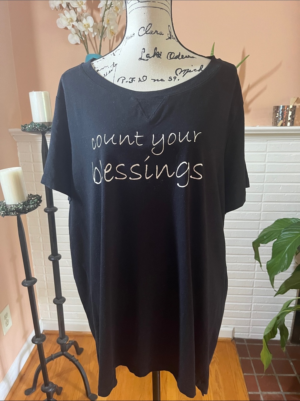 Count Your Blessings Black Graphic Tee - Women's Short Sleeve